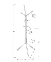 Coat Rack, Hall Tree, Free Standing, Hanging Bar, 6 Hooks, Entryway, 68"H, Bedroom, White Metal, Contemporary, Modern White Metal