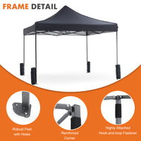 10 X 10Ft Pop Up Canopy Tent Easy Setup Outdoor Shade Instant Portable Sun Shelter Canopy Tent For Parties Camping Beach,Gray Gray Pe Rattan Iron Waterproof Fabric