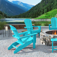 Hdpe Folding Adirondack Chair, Ultra Durable Weather Resistant Design, Easy Folding Design, 300 Lb Capacity, Aqua Blue Aqua Blue Hdpe