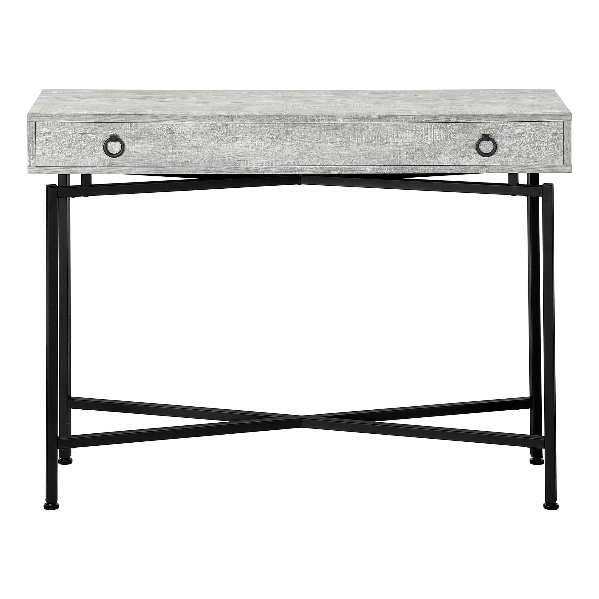 Accent Table, Console, Entryway, Narrow, Sofa, Storage Drawer, Living Room, Bedroom, Grey Laminate, Black Metal, Contemporary, Modern Grey Particle Board