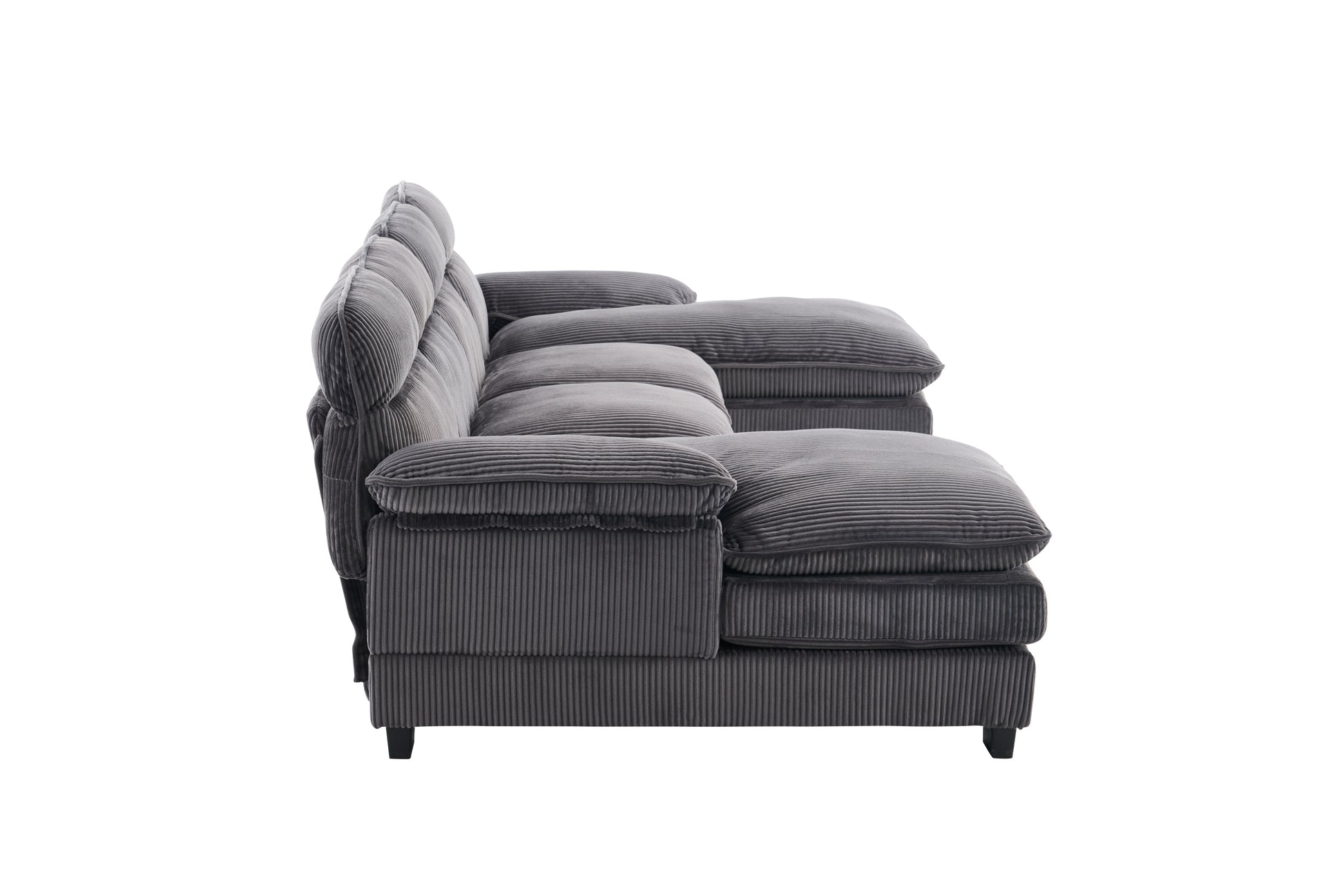 U Shaped Profile Sofa, Including Two Single Seats And Two Chaise, Modular Sofa, Corduroy Sofa Grey Foam Corduroy 4 Seat