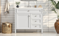 36'' Bathroom Vanity With Top Sink, Modern Bathroom Storage Cabinet With 2 Drawers And A Tip Out Drawer, Single Sink Bathroom Vanity White Bathroom Solid Wood Mdf Resin