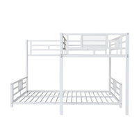 L Shaped Metal Twin Over Full Size Bunk Bed, White Box Spring Not Required White Metal Metal