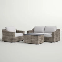 Stylish Rattan Wicker Fully Assembled 3 Person Seating Group With Plush Cushions Perfect For Outdoor Relaxation Grey,Grey Mix Wicker