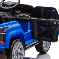 24V Kids Ride On Car W Parents Control,Licensed Chevrolet Silverado,Four Wheel Suspension,Led Lights,Bluetooth,Music,Usb,Mp3,Power Display,Speeds 2.49 3.73Mph For Kids Aged 2 5. Blue 50 99 Lbs