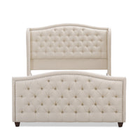 Marcella Upholstered Shelter Headboard Bed Set, Queen, Sky Neutral Beige Polyester Box Spring Required Queen Beige Wood Foam Polyester Polyester