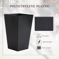 Outsunny Set Of 3 Tall Planters With Drainage Hole, Outdoor Flower Pots, Indoor Planters For Porch, Front Door, Entryway, Patio And Deck, Black Black Polypropylene