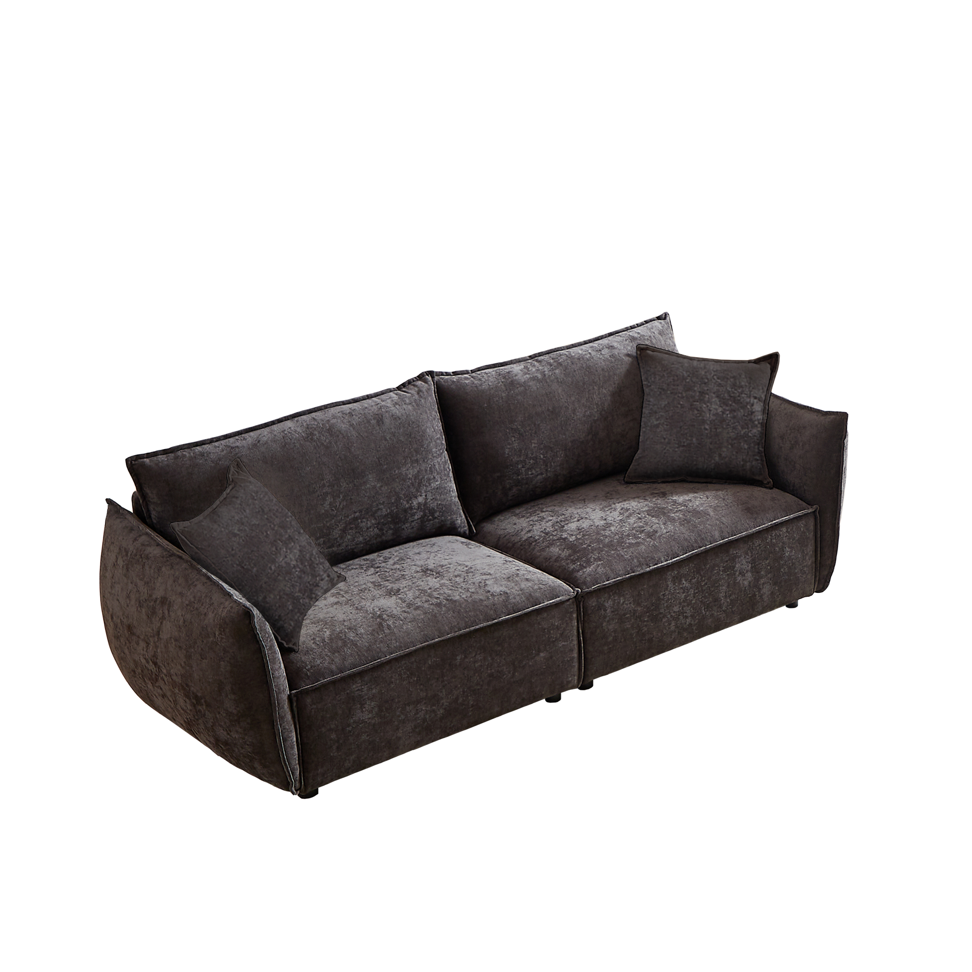 3 Seater 3 Seater Combo Sofa Modern Living Room Sofa, Linen Fabric Sofa, Wooden Frame With 4 Pillows, Apartment Sofa Furniture Black Chenille Wood Primary Living Space Pine Foam Fabric 6 Seat