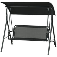 Outsunny 3 Seat Outdoor Patio Swing Chair With Removable Cushion, Steel Frame Stand And Adjustable Tilt Canopy For Patio, Garden, Poolside, Balcony, Backyard, Black 1 Black Steel