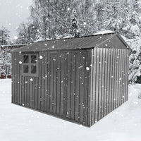 Metal Garden Sheds 6Ftx8Ft Outdoor Grey With Window Grey Metal