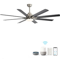 66 Inch Low Profile Abs Ceiling Fan With Dimmable Lights And Smart Remote Control 6 Speed Reversible Noiseless Dc Motor For Indoor Brushed Nickel Abs