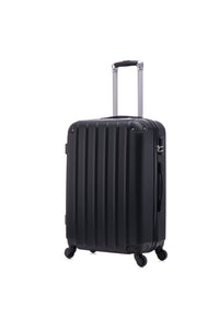 3 Piece Abs Hard Luggage Set With Universal Wheels And Luggage Password Lock, 20 24 28 Inches Black Abs