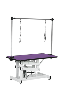 42.5Inch Hydraulic Pet Grooming Table With "H" Arm Purple White Purple Mdf Steel