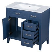 36" Bathroom Vanity With Sink Combo, Blue Bathroom Cabinet With Drawers, Solid Frame And Mdf Board Old Sku:Jl000007Aac Blue Solid Wood Mdf