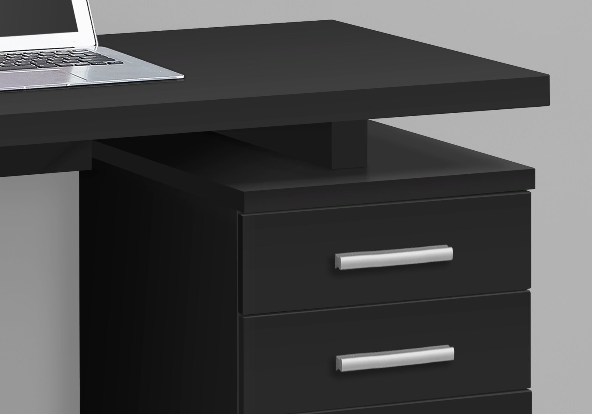 Computer Desk, Home Office, Laptop, Left, Right Set Up, Storage Drawers, 48"L, Work, Black Laminate, Contemporary, Modern Black Particle Board