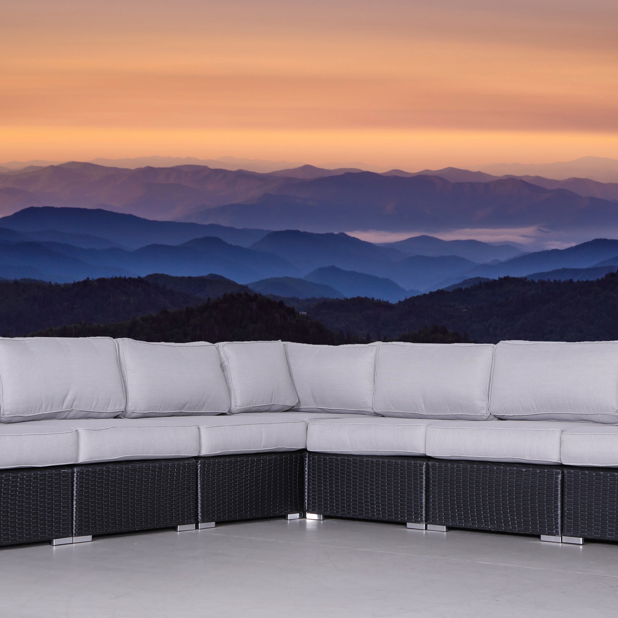 Fully Assembled 122'' Wide Outdoor Wicker Patio Sectional With Cushions Black Wicker