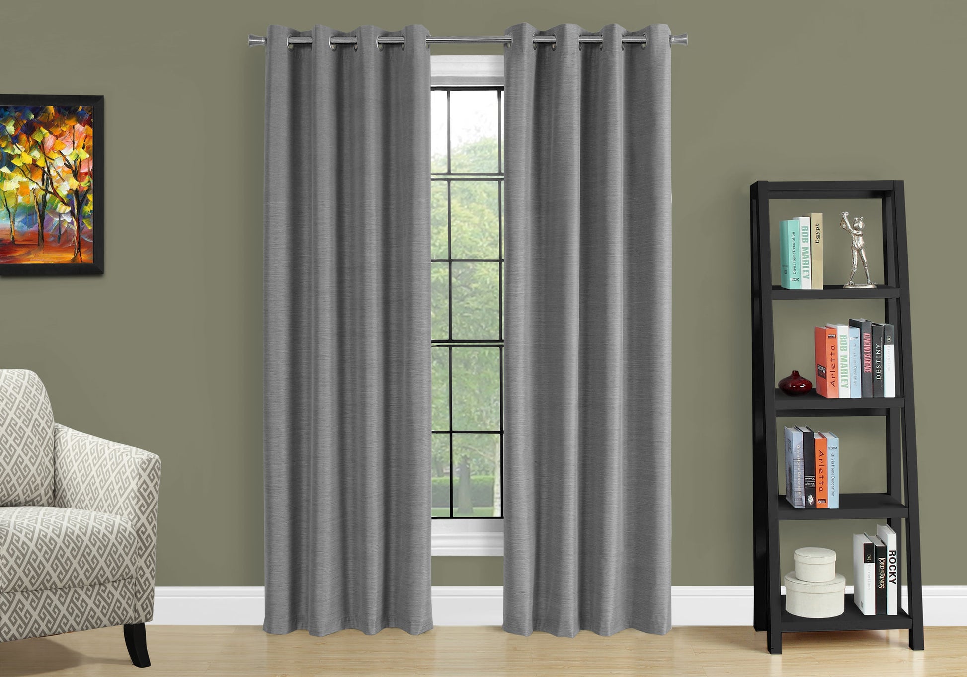 Curtain Panel, 2Pcs Set, 54"W X 84"L, 100% Blackout, Grommet, Living Room, Bedroom, Kitchen, Grey Thermal Insulation Polyester, Contemporary, Modern Grey Polyester