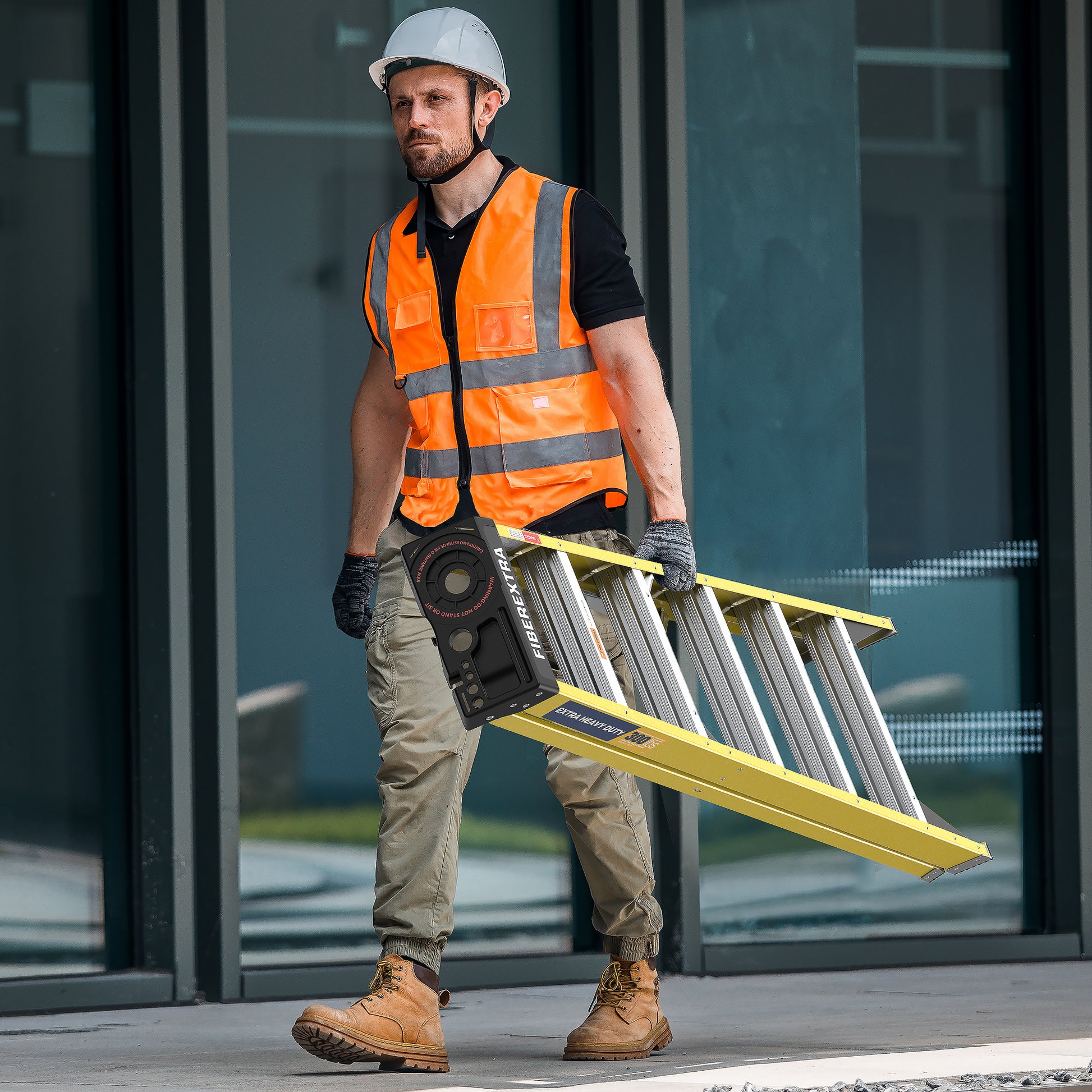 6 Fibreglass Step Ladder Series 300Lbs Yellow Fiberglass