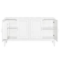 4 Door Sideboard Storage Cabinet With Door Shelf For Living Room And Dining Room, Two Large Cabinets With Adjustable Shelf, White White Rubberwood Solid Wood Mdf