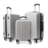 Hard Shell Abs 3 Piece Luggage Set 20 24 28 Inches , With Tsa Lock,And 360 Rotating Wheel ,Effortless Mobility Carry On Suitcase Set Men Women Silver Grey Abs