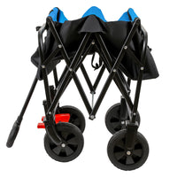 Mini Folding Wagon Garden Shopping Beach Cart Black Blue Brake Black Blue Metal