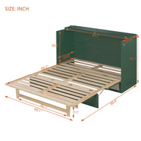 Queen Murphy Bed With Large Drawers,Green Queen Green Plywood