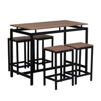 5 Piece Compact Bar Table Set With Table And Stools Modern Industrial Design, Space Saving Furniture For Dining Room And Breakfast Nook Dark Brown Dark Brown Mdf Steel