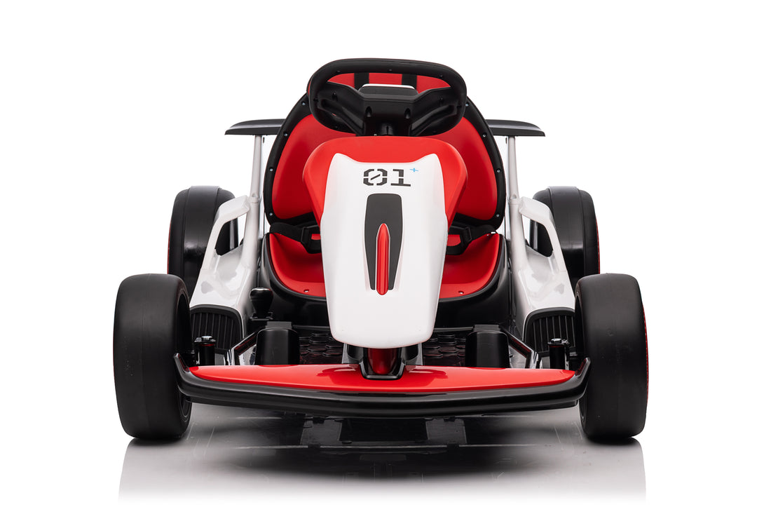 Electric Go Karts, Battery Powered Ride Karts Suitable For Children Aged 6 15, Outdoor Drift Red Abs