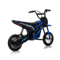 24V14Ah Kids Ride On 24V Electric Toy Motocross Motorcycle Dirt Bike Xxl Large,Speeds Up To 14.29Mph,Dual Suspension, Hand Operated Dual Brakes, Twist Grip Throttle, Authentic Motocross Bike Geometry Blue Polypropylene