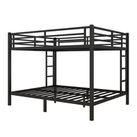 Metal Queen Over Queen Bunk Bed For Teens And Adults,Space Saving Noise Reduced No Box Spring Needed, Black Black Metal