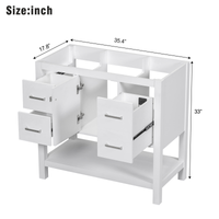 Cabinet Only 36" White Modern Bathroom Vanity With Usb Sink Not Included White Solid Wood Mdf Resin