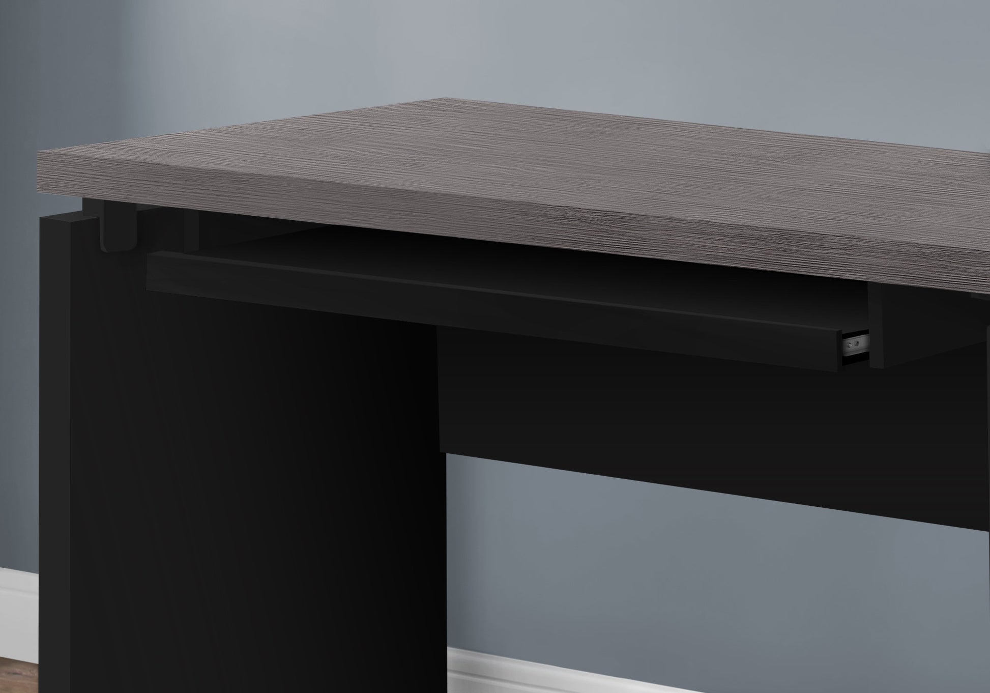 Computer Desk, Home Office, Laptop, 48"L, Work, Black And Grey Laminate, Contemporary, Modern Black Particle Board