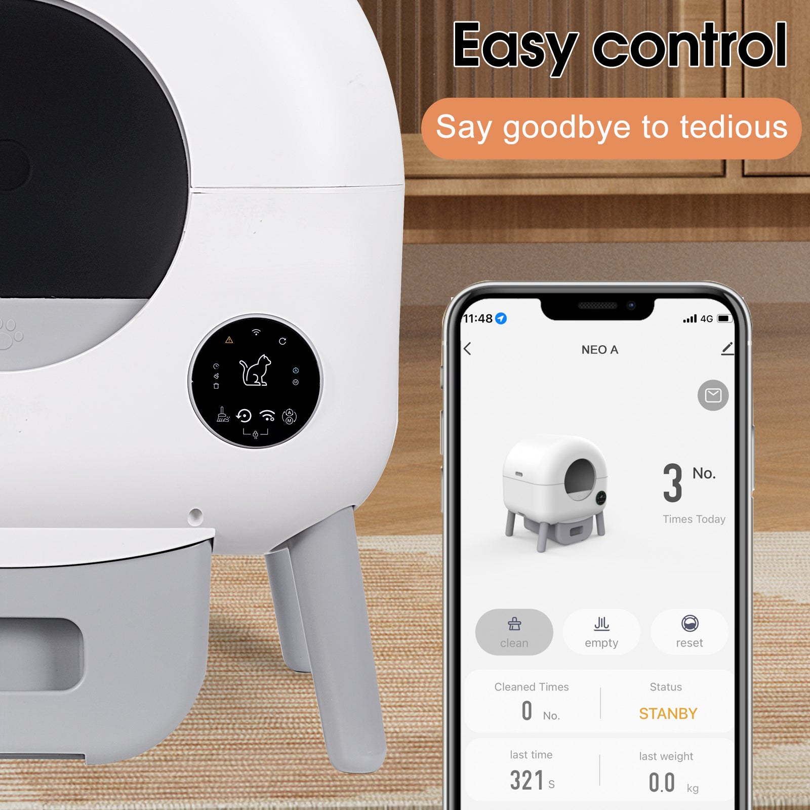 Self Cleaning Litter Box 2.2Lb 23Lb Cat Can Use, 100L Automatic Cat Litter Box Self Cleaning, Extra Large For Multiple Cats, Anti Pinch, All Clumping Litter Can Use, With Garbage Bags, App Control White Gray Abs