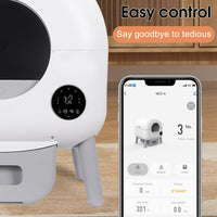 Self Cleaning Litter Box 2.2Lb 23Lb Cat Can Use, 100L Automatic Cat Litter Box Self Cleaning, Extra Large For Multiple Cats, Anti Pinch, All Clumping Litter Can Use, With Garbage Bags, App Control White Gray Abs