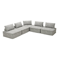 Modern Chenille Modular L Shaped Sofa With Hidden Legs, Adjustable Headrests, And Spring Cushions Ideal For Living Room And Versatile Spaces Light Grey 5Pieces Sofa Light Gray Chenille 5 Seat