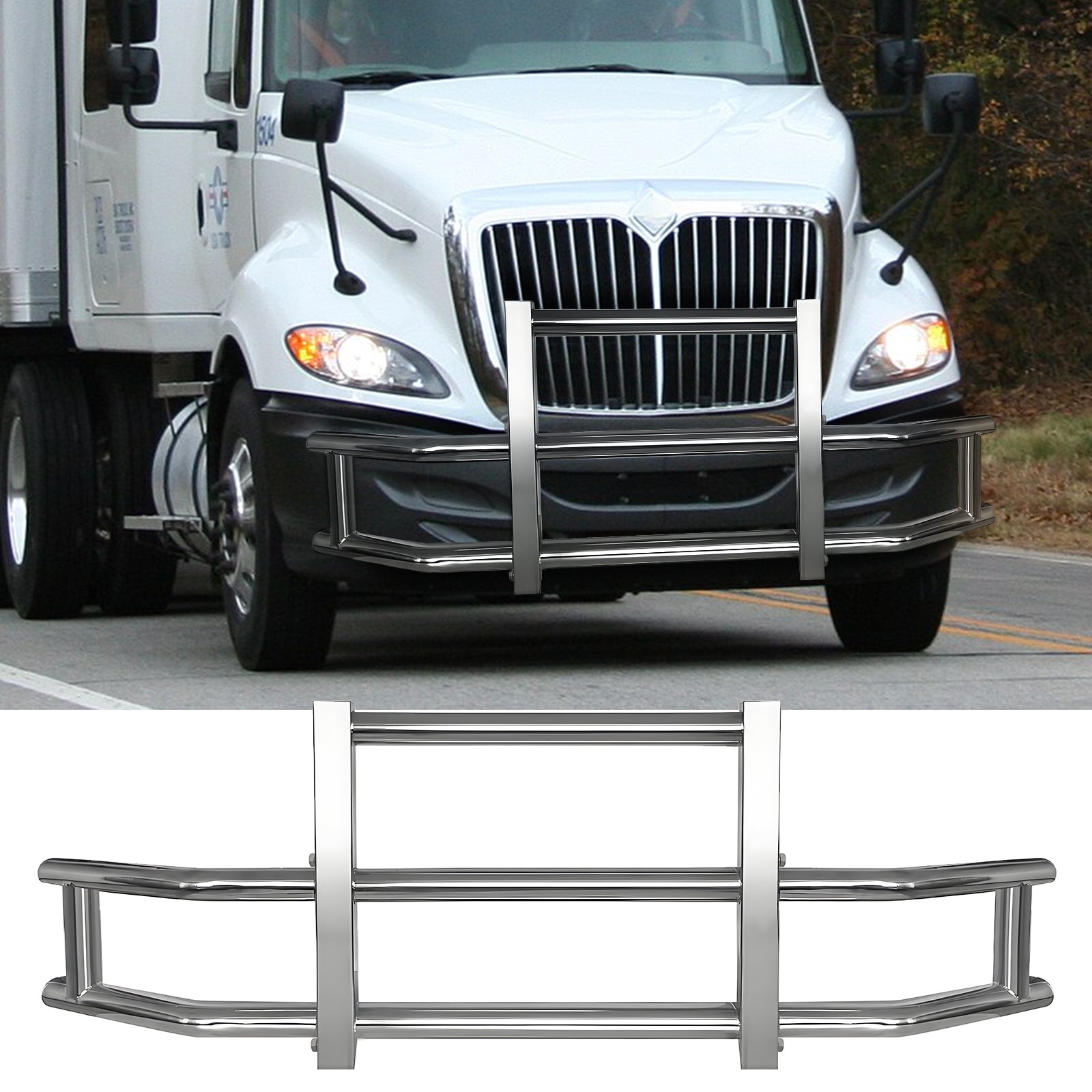 Stainless Steel Deer Guard Bumper For International Prostar 2008 2016 With Brackets Chrome Stainless Steel