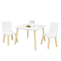 Kids Table And 2 Chairs Set, 3 Pieces Toddler Table And Chair Set, Wooden Activity Play Table Set White White Solid Wood Mdf