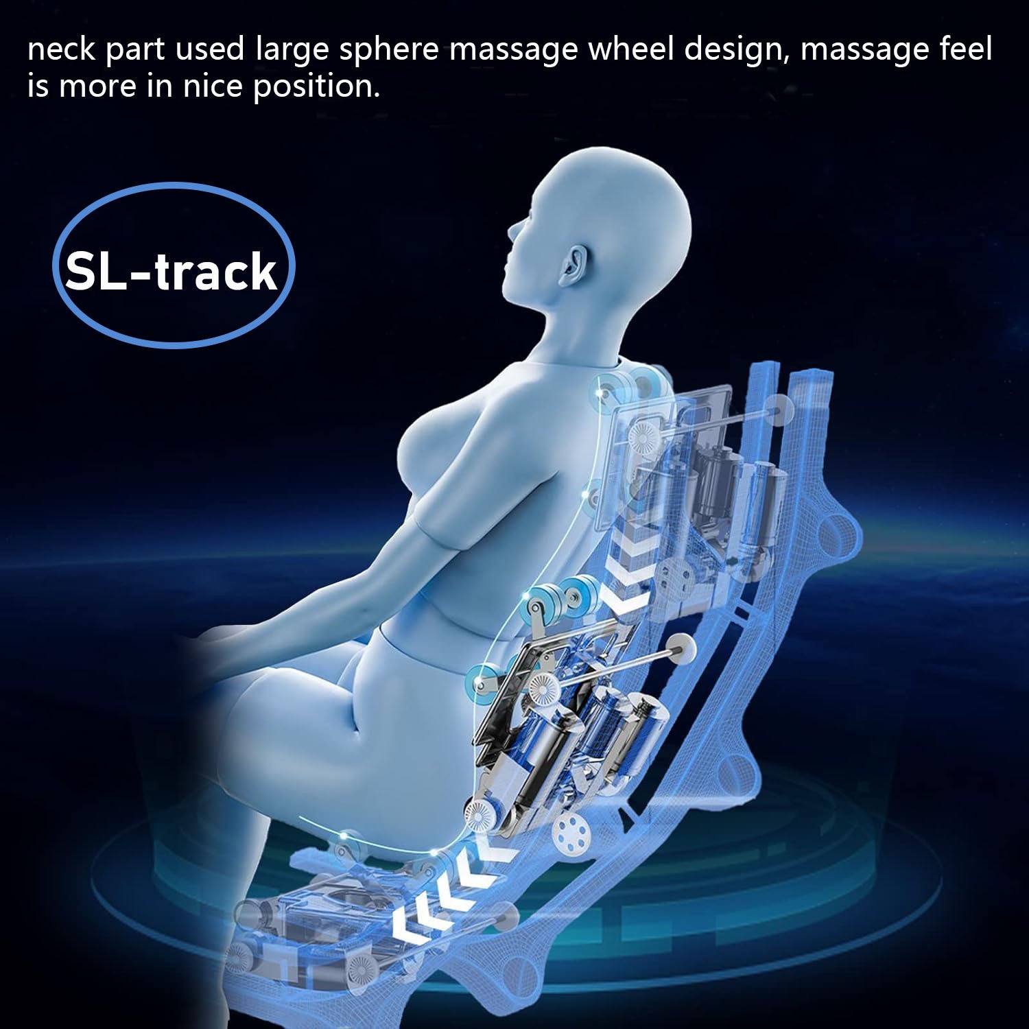 Sl Type Pulley Guide Durable Leather 2D Motor Massage Manipulator Space Saver Design Track Sliding Zero Gravity Multifunction Massage Chair Black Pu