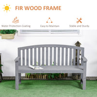 Outsunny 56" Outdoor Wood Bench, 2 Seater Garden Bench With Backrest And Armrest, Patio Bench For Patio, Porch, Poolside, Balcony, Gray Gray Wood