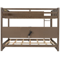 Queen Over Queen Bunk Bed With Storage Cabinets And Usb Ports, Antique Wood Color Expected Arrival Time: 10.26 Wood Solid Wood Mdf