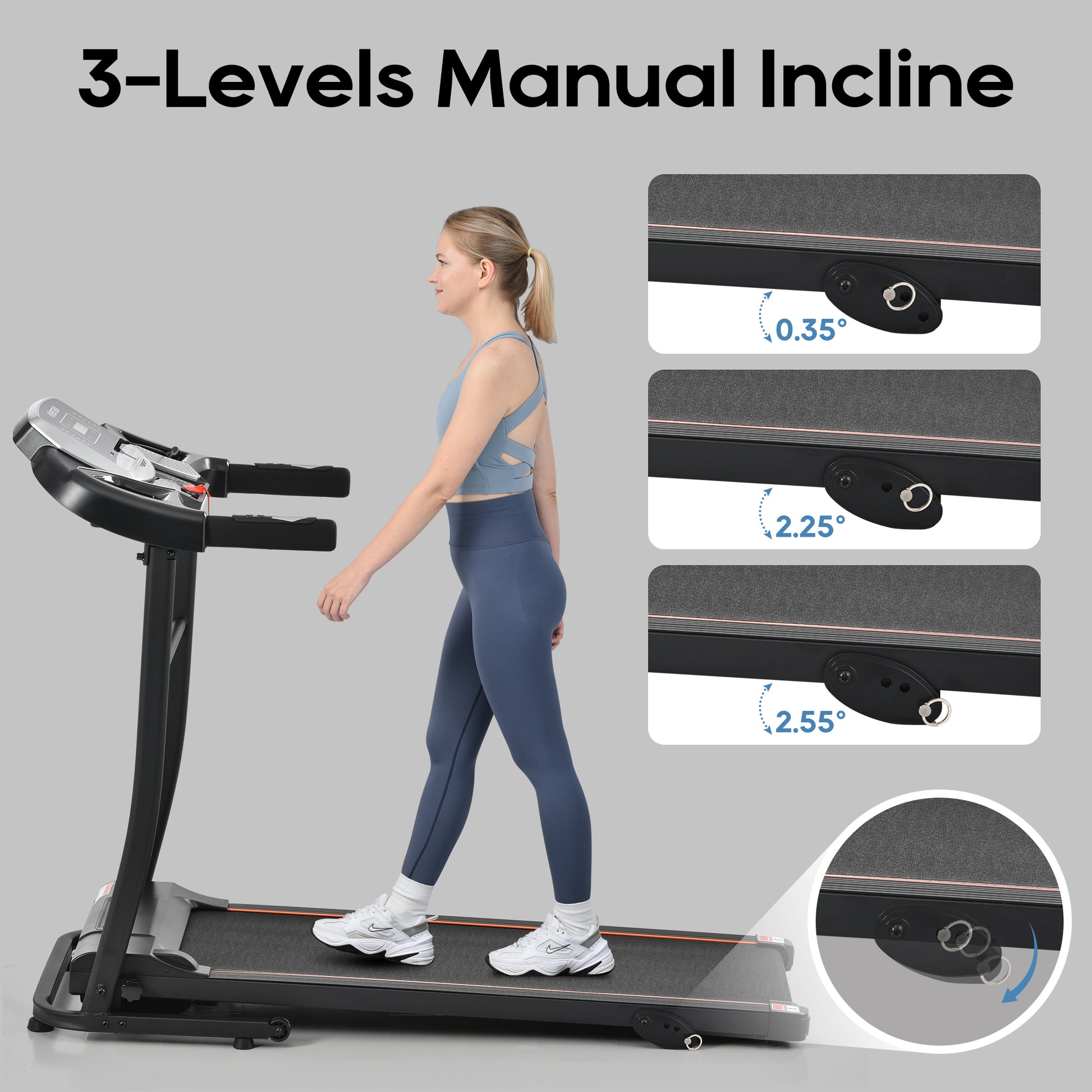 Home Folding Treadmill With Pulse Sensor, 2.5 Hp Quiet Brushless Motor7.5 Mph, 300Lbs Weight Capacity Walking Jogging Machine With 3 Level Incline 12 Preset Programs For Home Gym Indoor Fitness Black And Silver Handheld Foldable Gym Metal