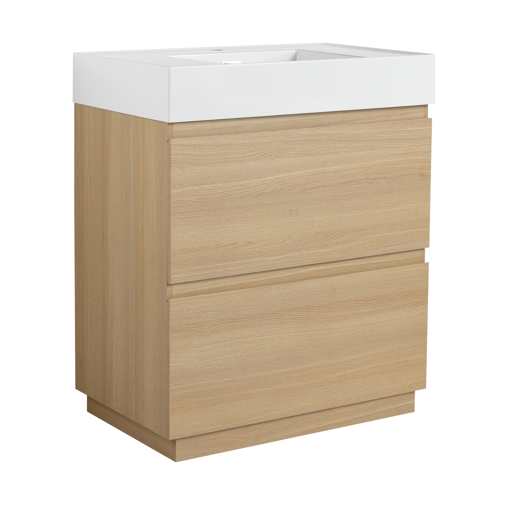 30" Bathroom Vanities With Single Sink Combo, Modern Undermount Bathroom Sink Cabinet With Double Drawer, Freestanding Bathroom Sink Cabinet,Engineering Wood,Oak Oak American Design Engineered Wood