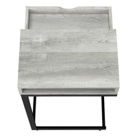 Accent Table, C Shaped, End, Side, Snack, Storage Drawer, Living Room, Bedroom, Grey Laminate, Black Metal, Contemporary, Modern Grey Particle Board