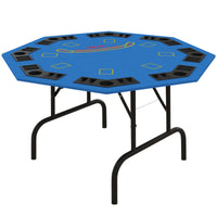 Soozier Poker Table Foldable 47" Octagon Casino Table Blackjack Texas Holdem Poker Table For 8 Players With Chips Tray And Cup Holders, Blue Blue Mdf Steel