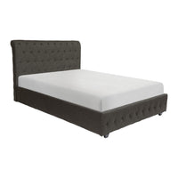 Dark Gray Fabric Upholstered Full Bed Tufted Headboard Footboard Solid Wood Frame 1Pc Bedroom Furniture Box Spring Required Full Dark Gray Wood Bedroom Solid Wood