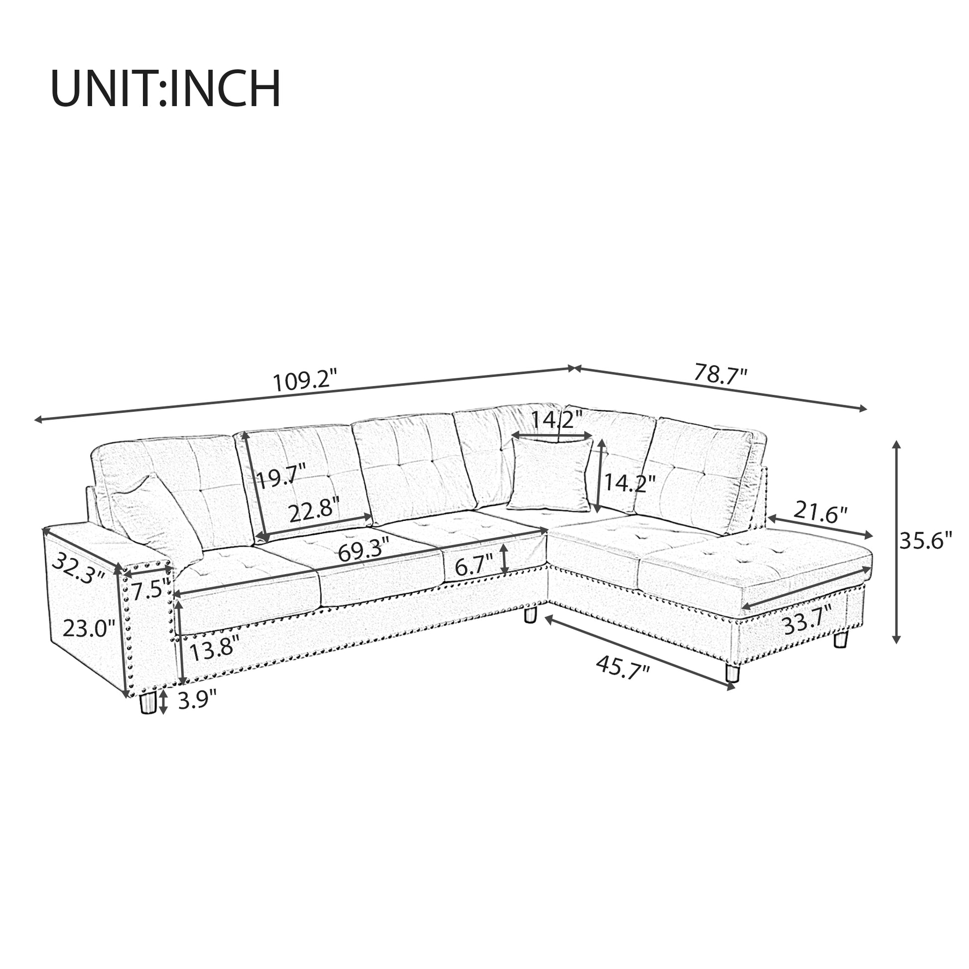 109.2''L Shaped Modular Sectional Sofa With Removable Back Cushions And 2 Pillows, Suitable For Living Rooms, Offices, And Apartments Light Gray Polyester 5 Seat