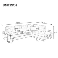 109.2''L Shaped Modular Sectional Sofa With Removable Back Cushions And 2 Pillows, Suitable For Living Rooms, Offices, And Apartments Light Gray Polyester 5 Seat