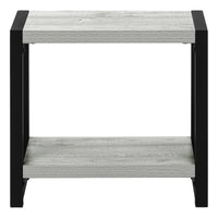 Accent Table, Side, End, Narrow, Small, 2 Tier, Living Room, Bedroom, Grey Laminate, Black Metal, Contemporary, Modern Grey Particle Board