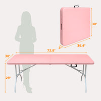 6Ft Pink Folding Table, Portable Plastic Table For Camping, Picnics, Parties, High Load Bearing Foldable Table Pink Garden & Outdoor Iron Plastic