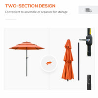 Outsunny 9Ft 3 Tiers Patio Umbrella Outdoor Market Umbrella With Crank, Push Button Tilt For Deck, Backyard And Lawn, Orange Orange Polyester